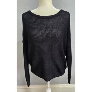 Sweet Wanderer Black Knit Sweater with Tie Back Detail Woman's Size Large